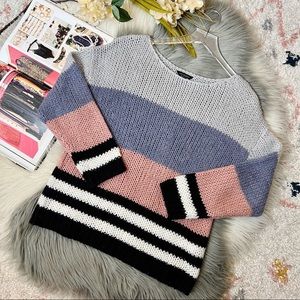 Lucky Brand Bold Stripe Pullover Wool Blend Sweater Sz M